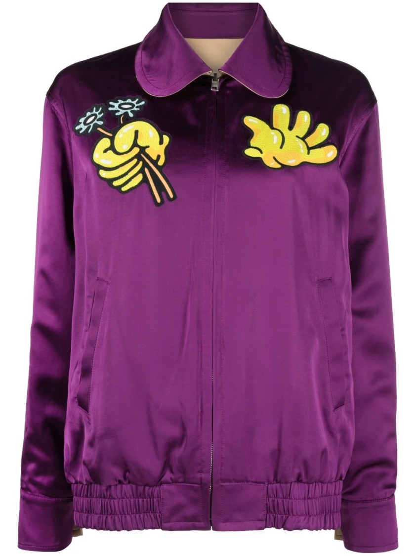 Kenzo Reversible Jacket With Striking Floral Boke Pattern In Purple