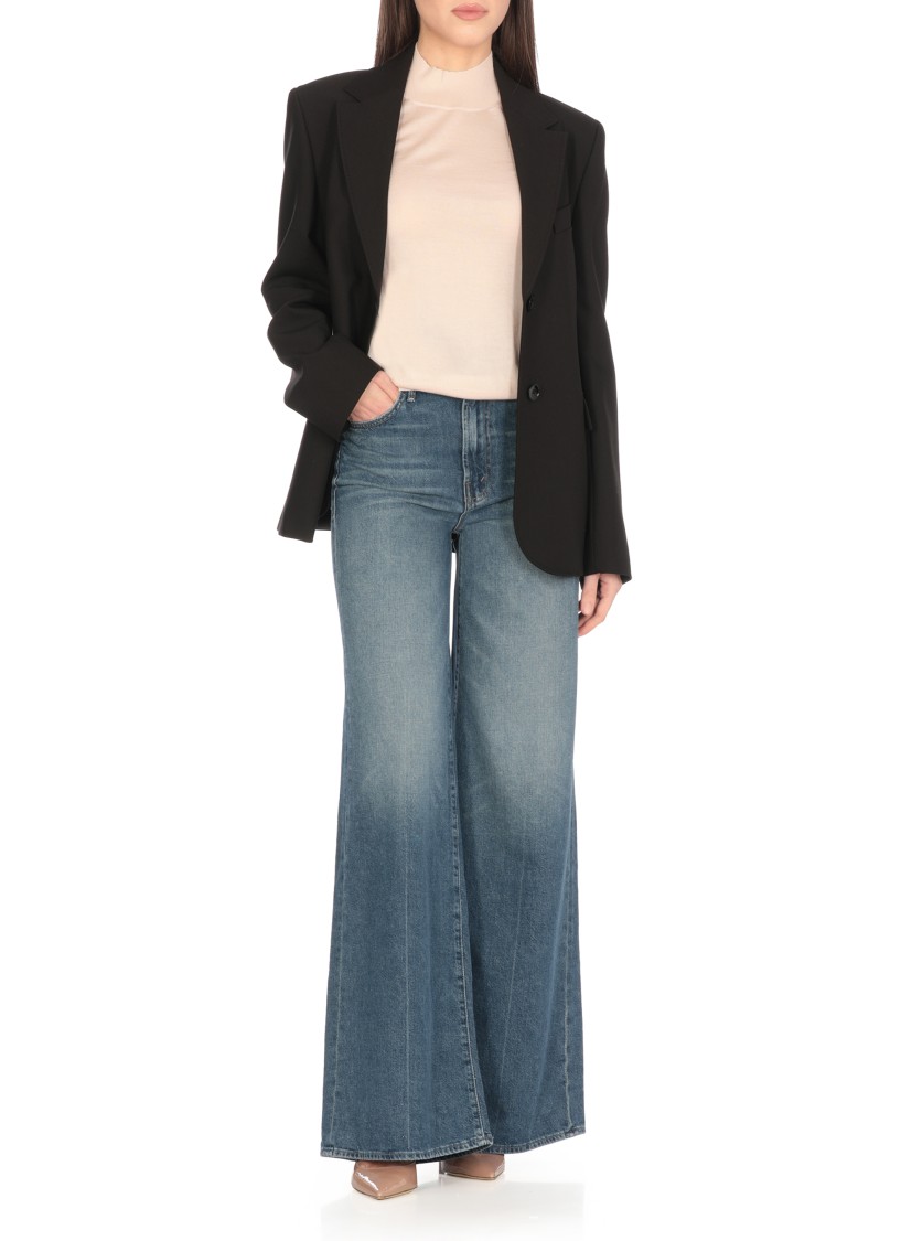 Mother Petites The Lil Tomcat Roller Sneak High Rise Jeans In Sixth Sense