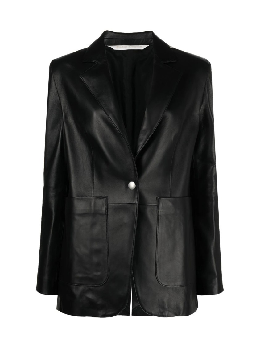 Palm Angels Leather Track Blazer In Black
