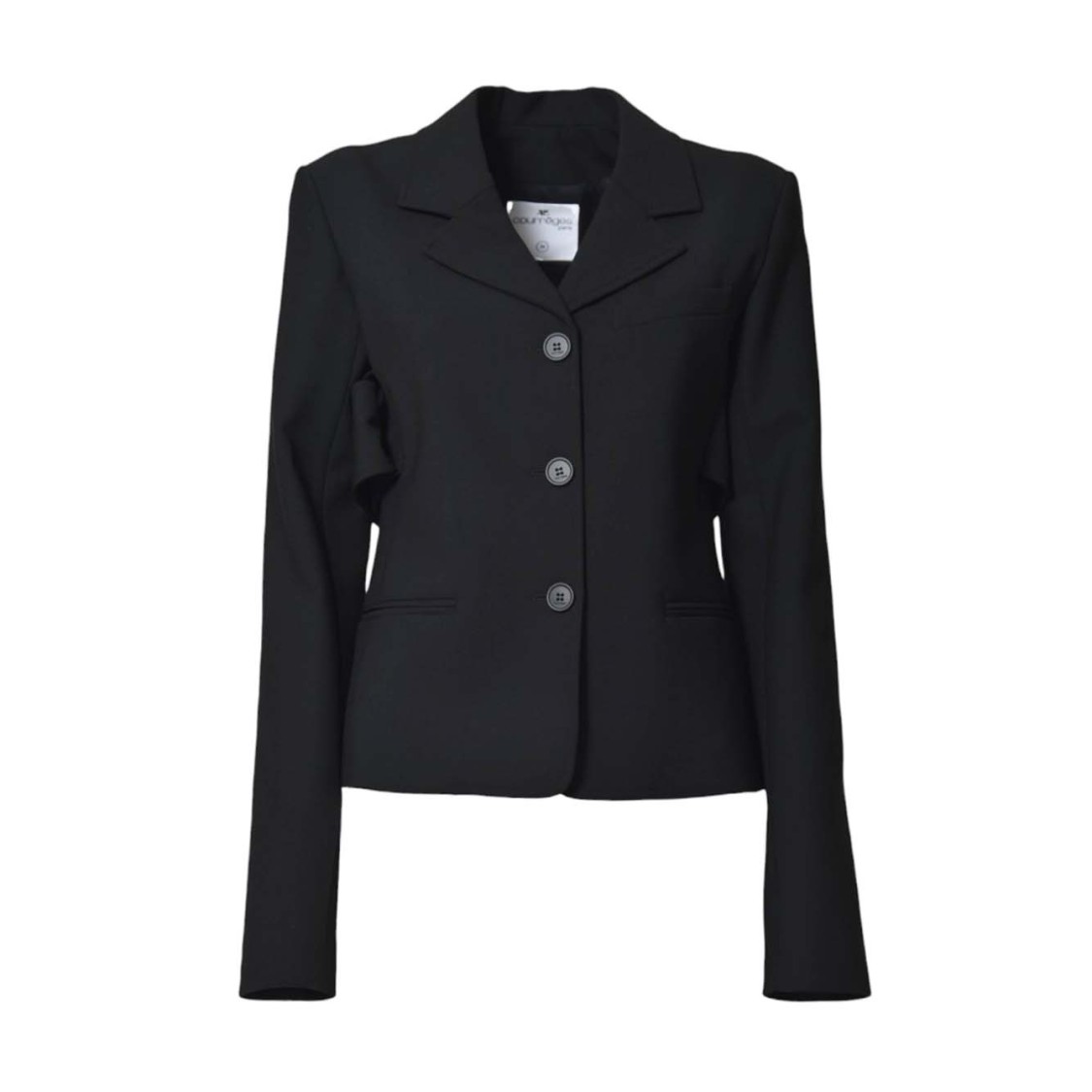 Courrèges Belted Tailored Jacket In Black Wool Blend In Black