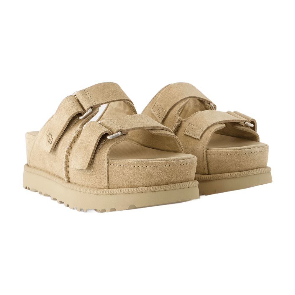 Shop Ugg W Goldenstar Hi Slide Mules - Leather - Beige