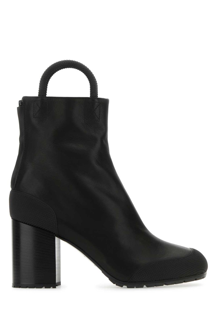 Random Identities Black Leather Ankle Boots In Black