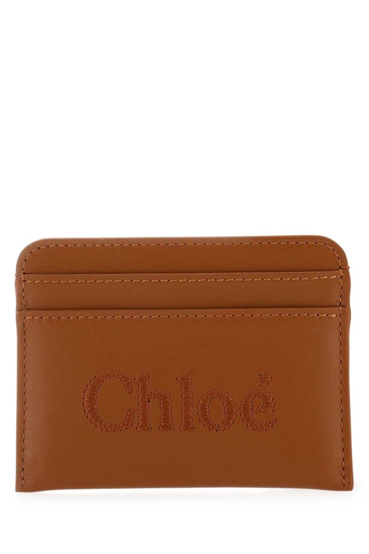 Chloé Caramel Leather Card Holder In Orange