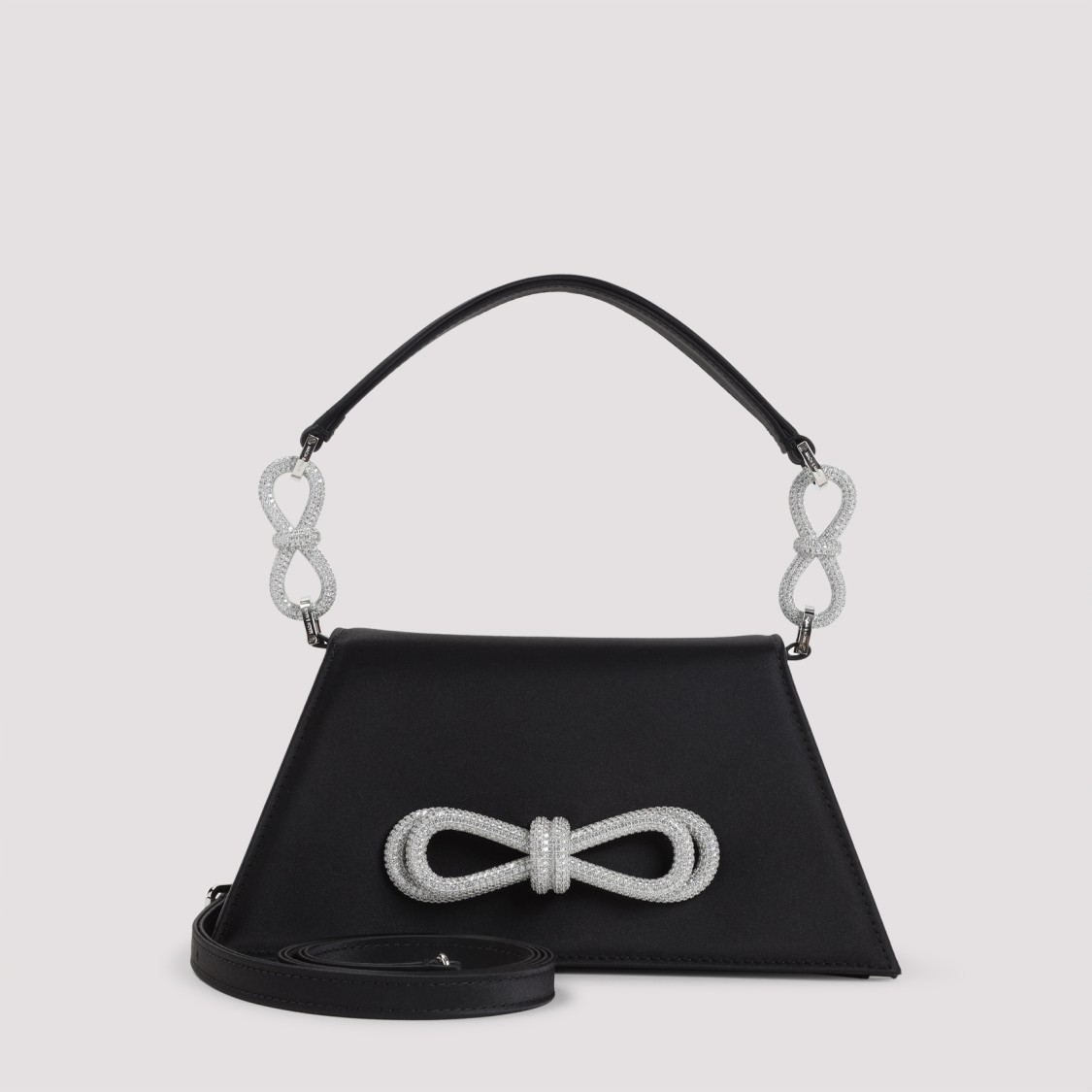 Mach&mach Samatha Double Bow Satin Shoulder Bag Women In Black