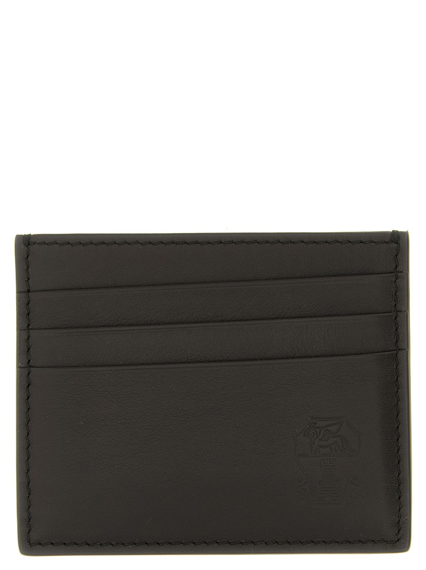 Brunello Cucinelli Compact Textured Cardholder Contrast Stitching In Black