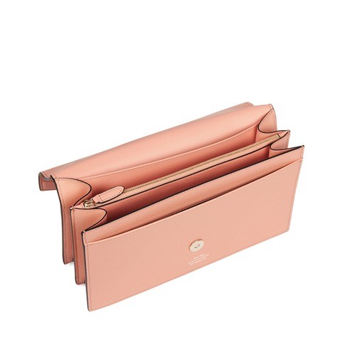 Smythson Envelope Crossbody Bag In Cross-grain Calf Leather In Orange