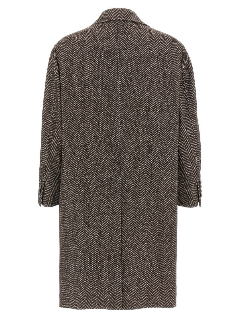 Brunello Cucinelli Cashmere And Silk Single Breasted Coat In Brown