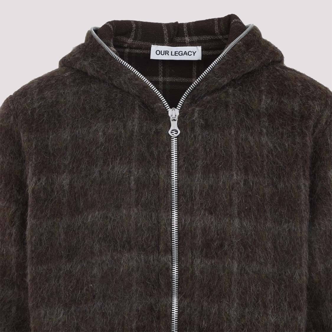 Our Legacy Check-pattern Wool-blend Sweatshirt In Gray