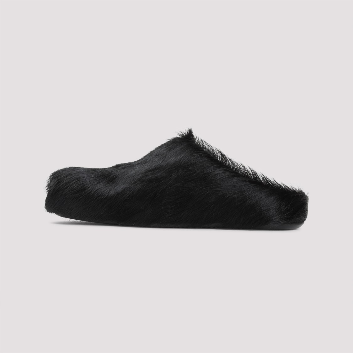 Marni Black Calf Hair Fussbett Mules In Black