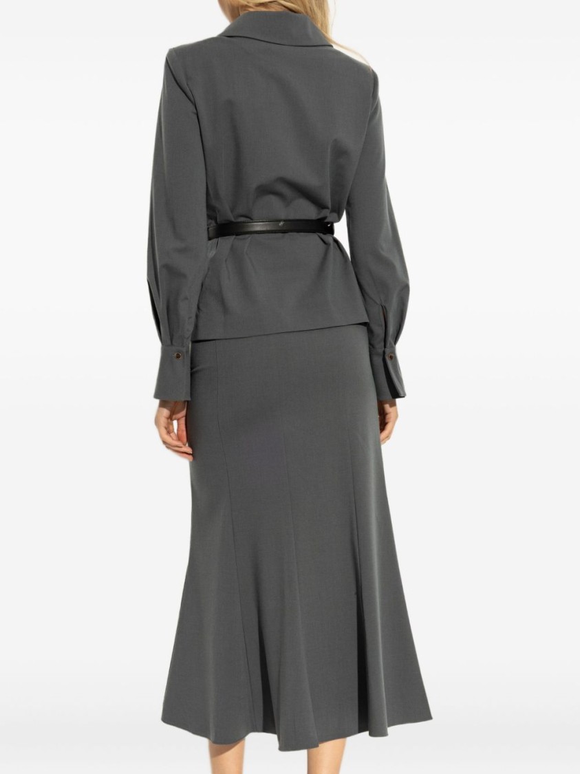 Self-portrait Long Sleeve Dress In Gray