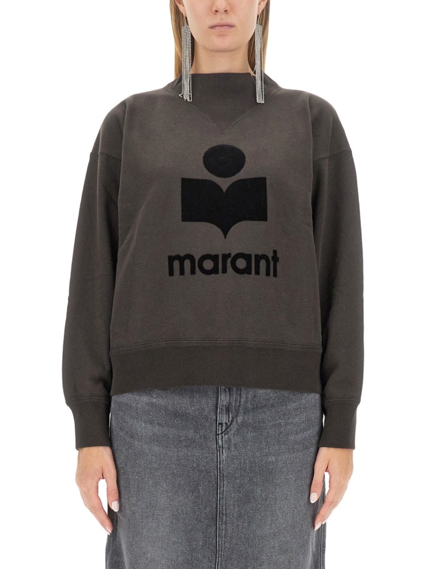 Isabel Marant Étoile Moby Sweatshirt With Flocked Logo In Grey