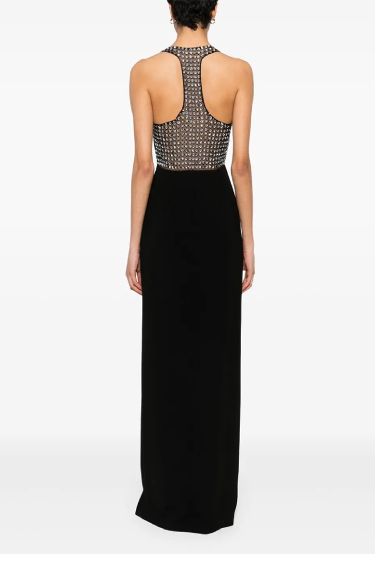 Max Mara Sophisticated Evening Dress With Deep V-neckline And Embellished Back