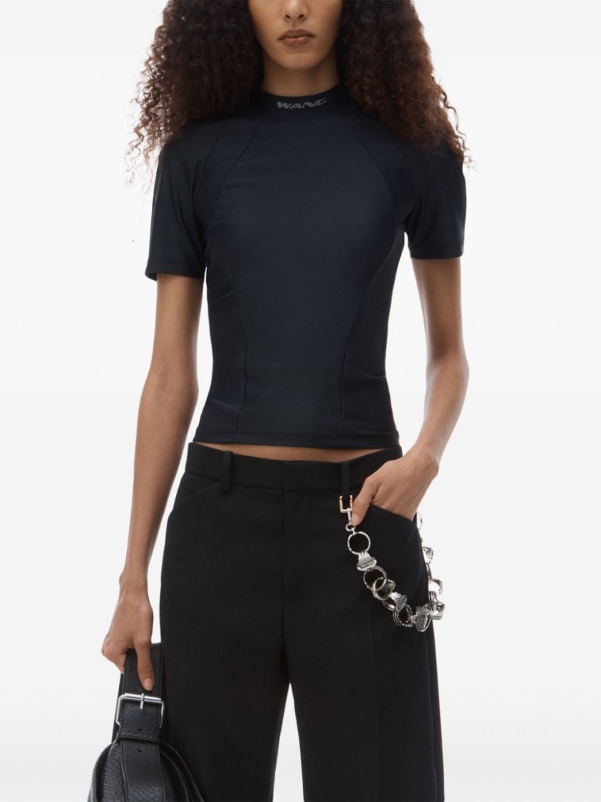 Alexander Wang Logo Rashguard Short-sleeved Top In Black