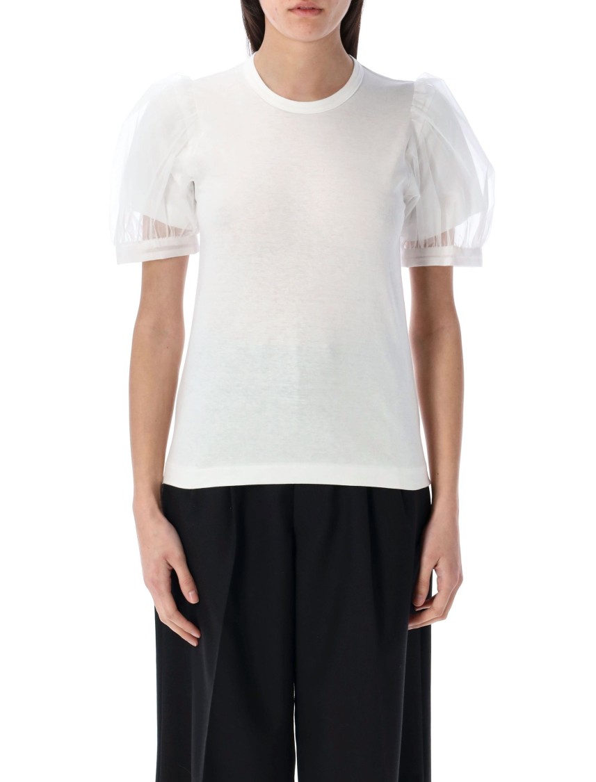 Shop Comme Des Garçons Puff Sleeve White T-shirt