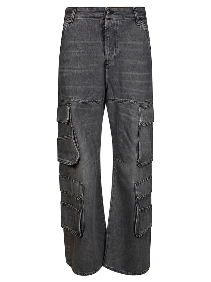 Diesel 'd-sire 1996' Grey Cargo Jeans With Faded Effect In Gray