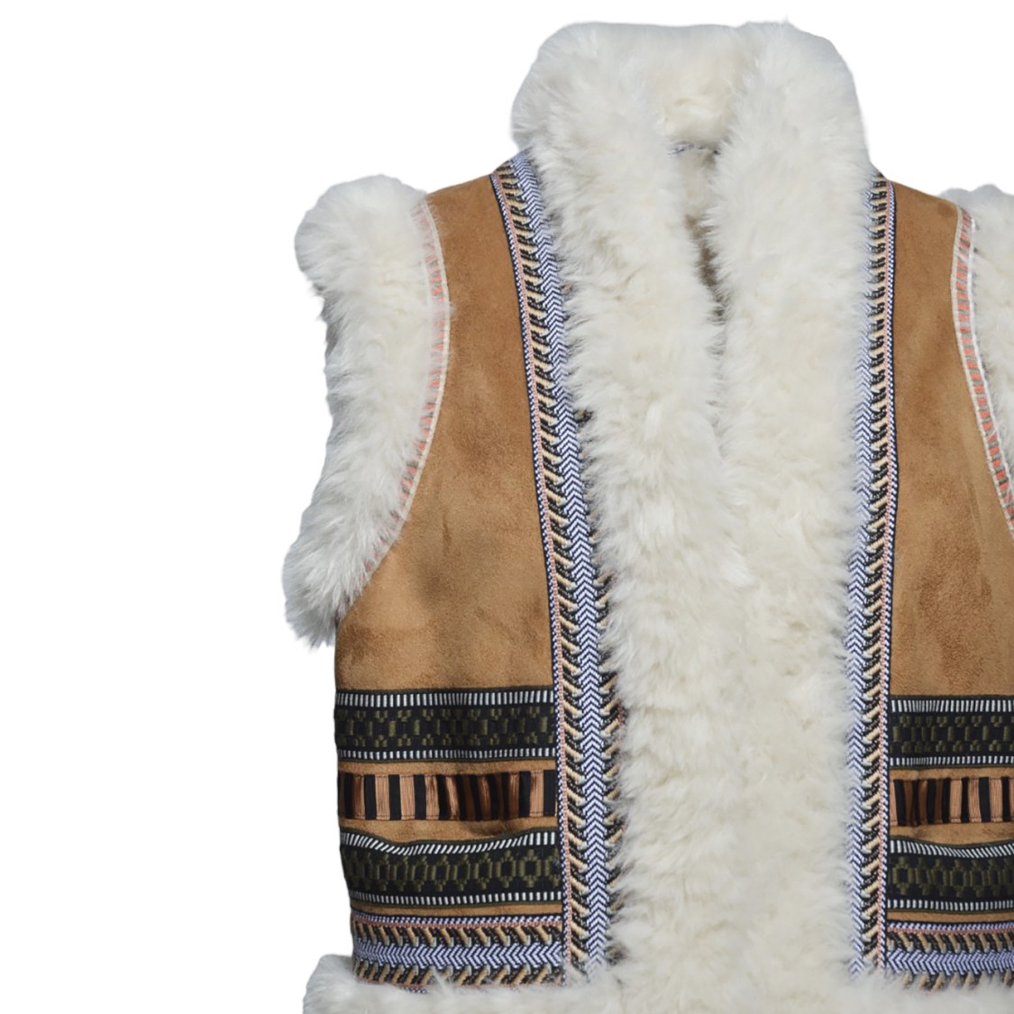 Bazar Deluxe Camel And White Eco-shearling Vest