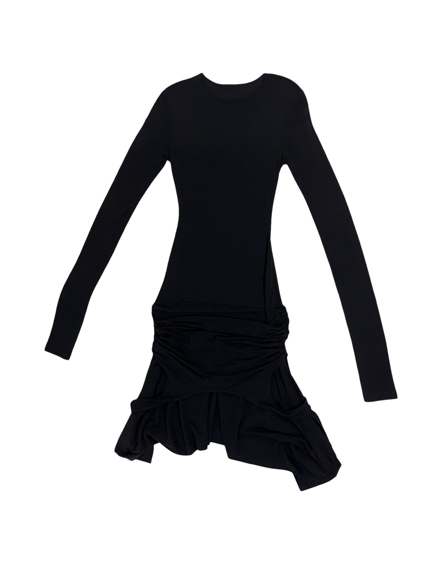 Acne Studios Black Crepe Combination Mini Dress In Black