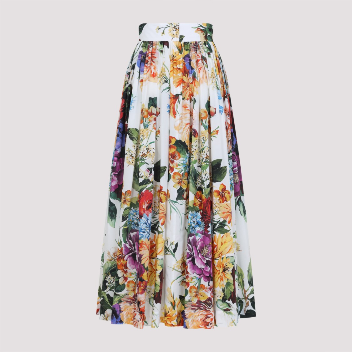 Dolce & Gabbana High-waisted Skirt With A Floral Bouquet Print In Multi