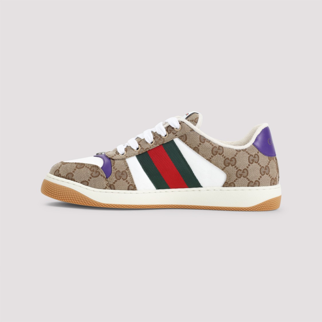Shop Gucci Beige Ebony Textile Gg Supreme Screener Sneakers In Neutrals