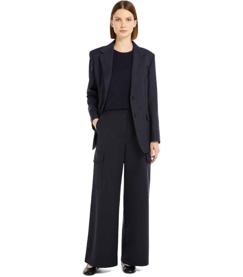 Shop Max Mara Materia Blue Single Breasted Blazer