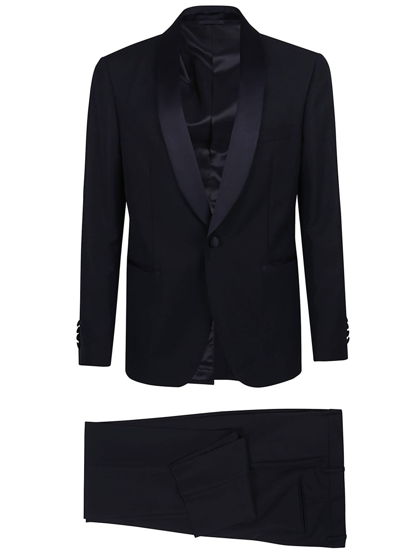 Lardini Tailored Blue Tuxedo Suit With Shawl Collar In Blue