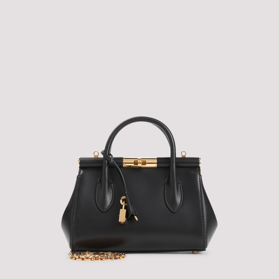 Dolce & Gabbana Structured Leather Handbag In Black
