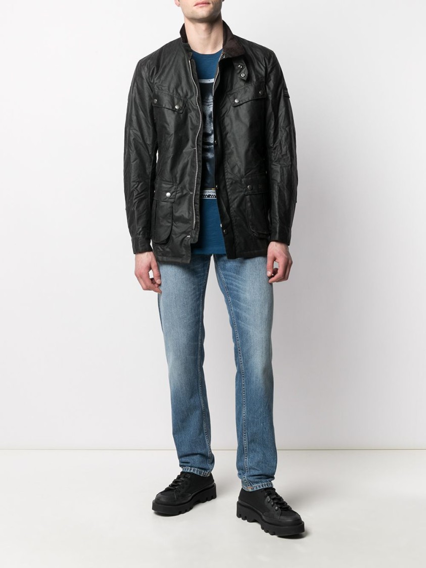 Barbour Duke Waxed Jacket In Black