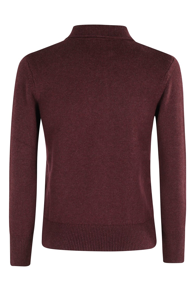 Isabel Marant Étoile Burgundy Cotton-wool Blend Sweater With Classic Collar And Logo In Brown