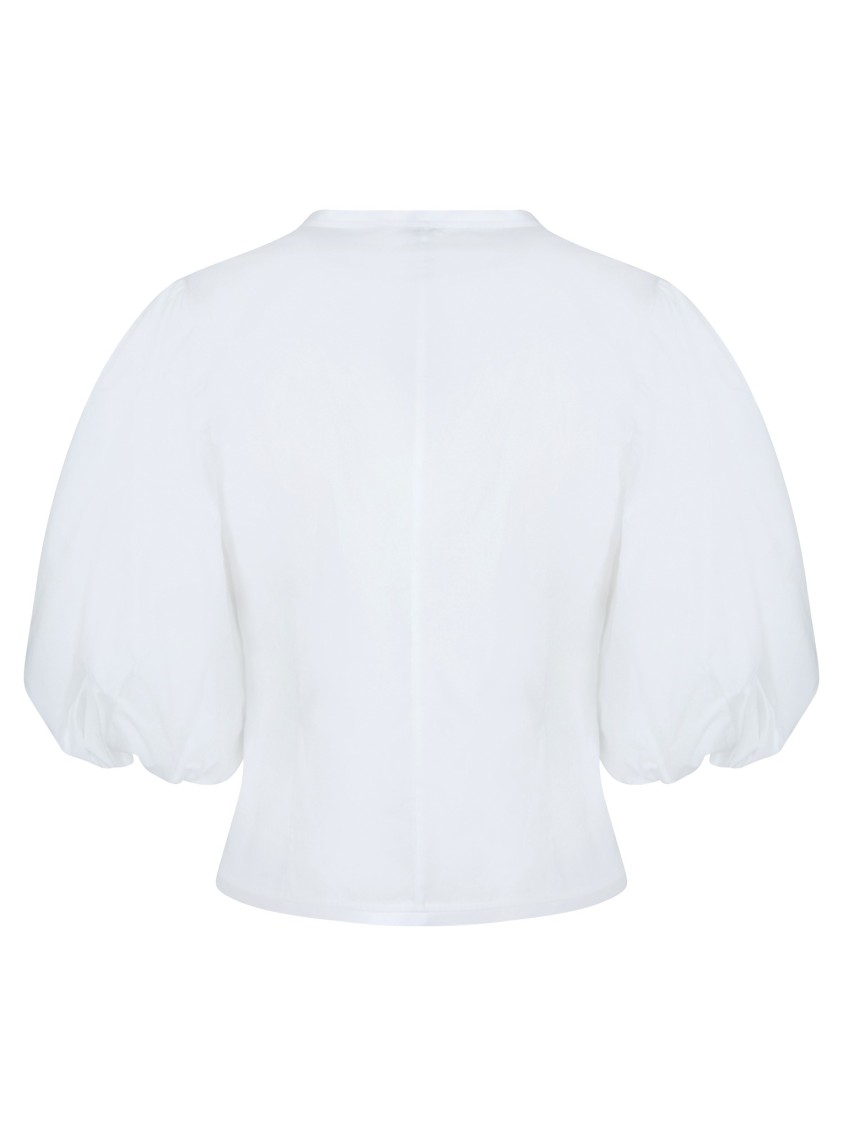 Pinko Poplin Shirt With Puff Sleeves In White