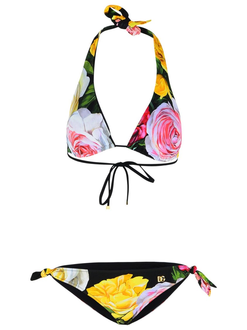 Dolce & Gabbana Peonie Pink Polyamide Blend Bikini In Multicolor