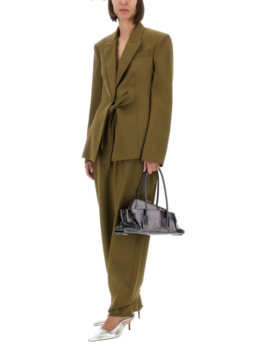Attico Structured Jacket With Pockets And Lapels In Green