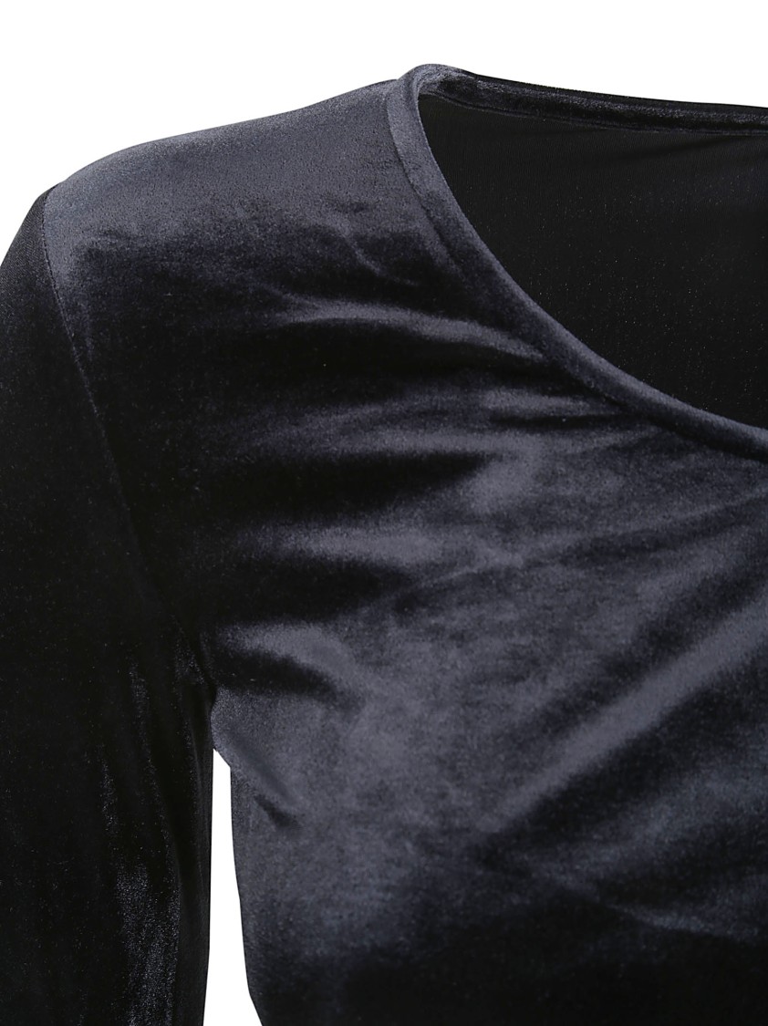 Tシャツ・カットソー Vetements Black Velvet Crop Top With Sleeves Vetements Black Velvet Crop Top With Sleeves | THE LIST