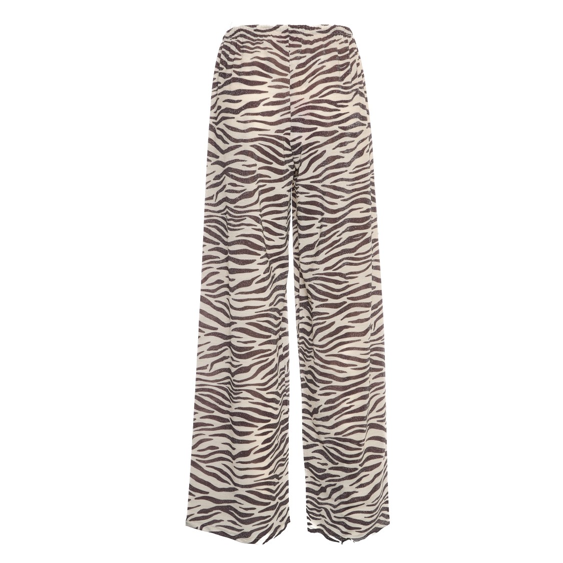 Mc2 Saint Barth Zebra Print Wide-leg Trousers With Elastic Waistband