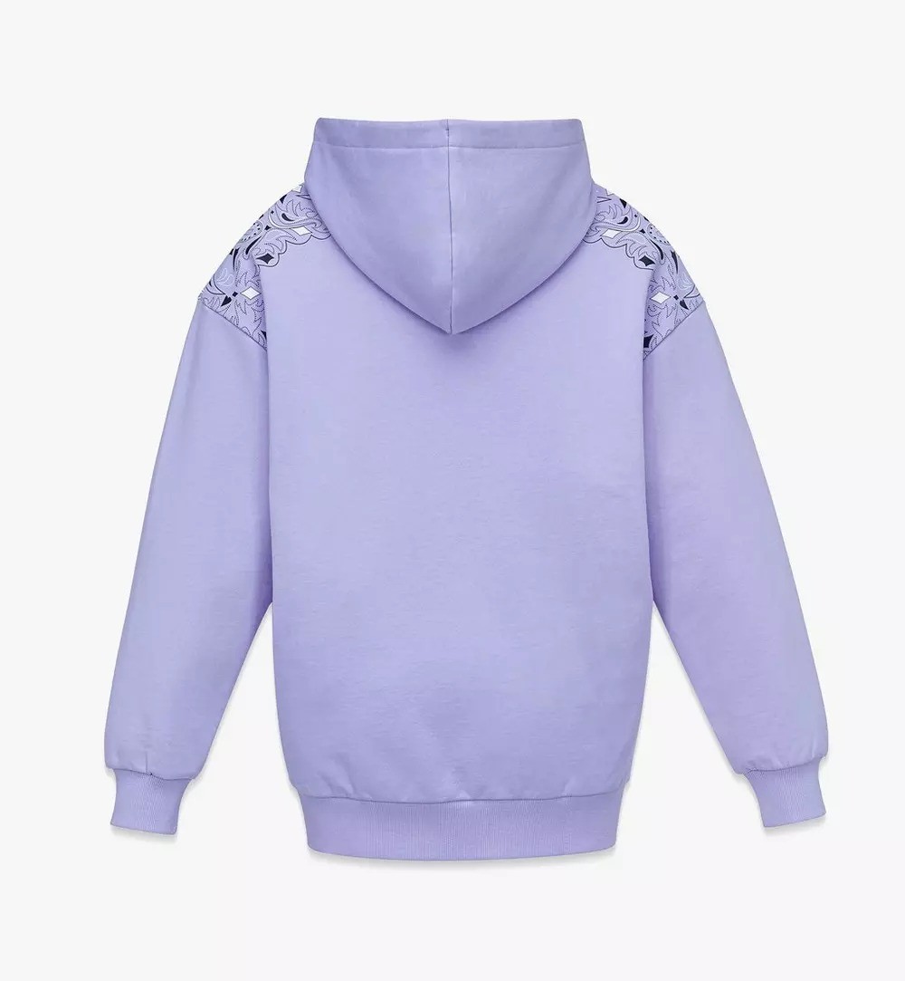 Mcm Oversized Hooded Sweatshirt With Bandana Monogram Print In Purple