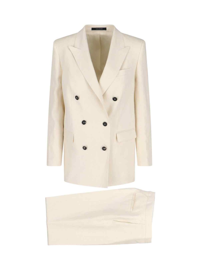 Shop Tagliatore "jasmine" Double-breasted Suit - Cream In Neutrals
