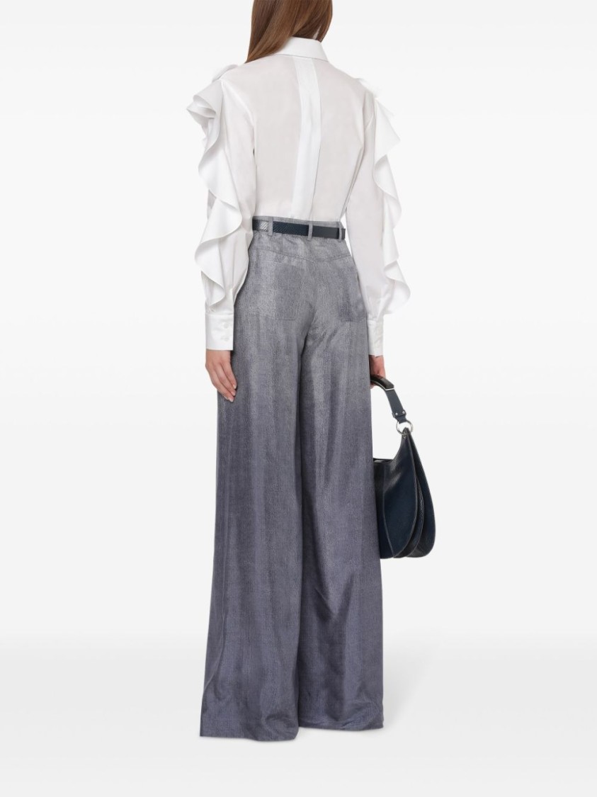 Alberta Ferretti Ruffled White Shirt With Dramatic Detailing In White