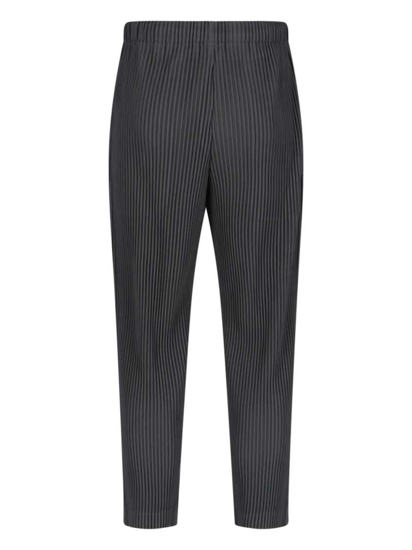 ISSEY MIYAKE HOMME PLISSÉ ISSEY MIYAKE HIGH-WAISTED GREY PLEATED TROUSERS WITH DRAWSTRING CLOSURE