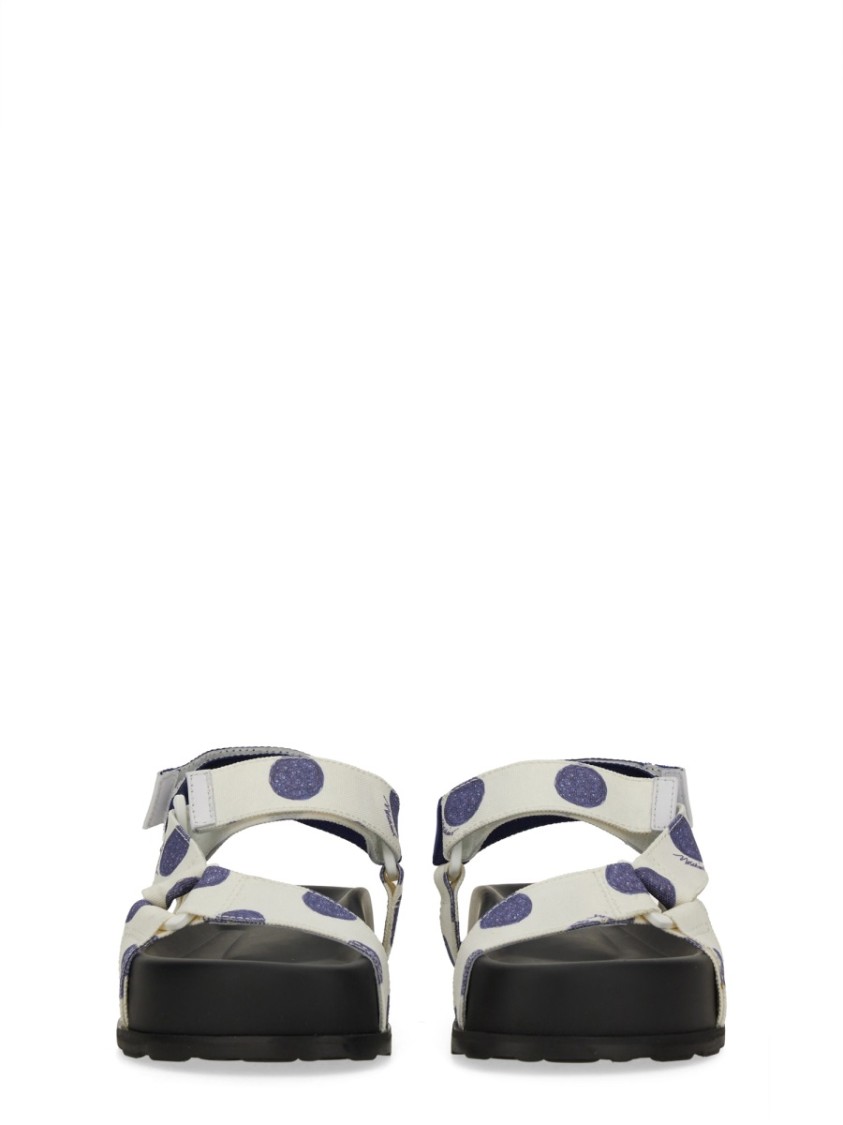 Shop Moschino Polka Dot Wide Strap Sandals