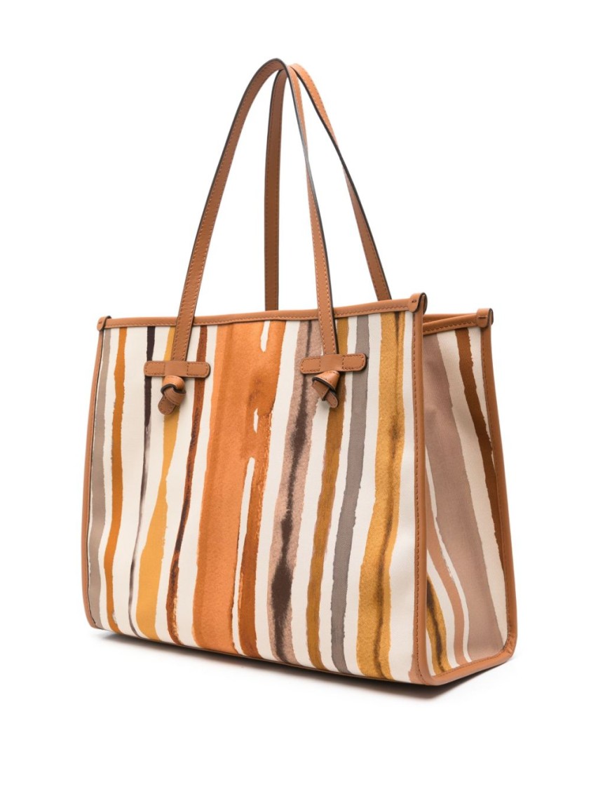 Gianni Chiarini Structured Tote Bag With Vertical Stripes In Multicolor