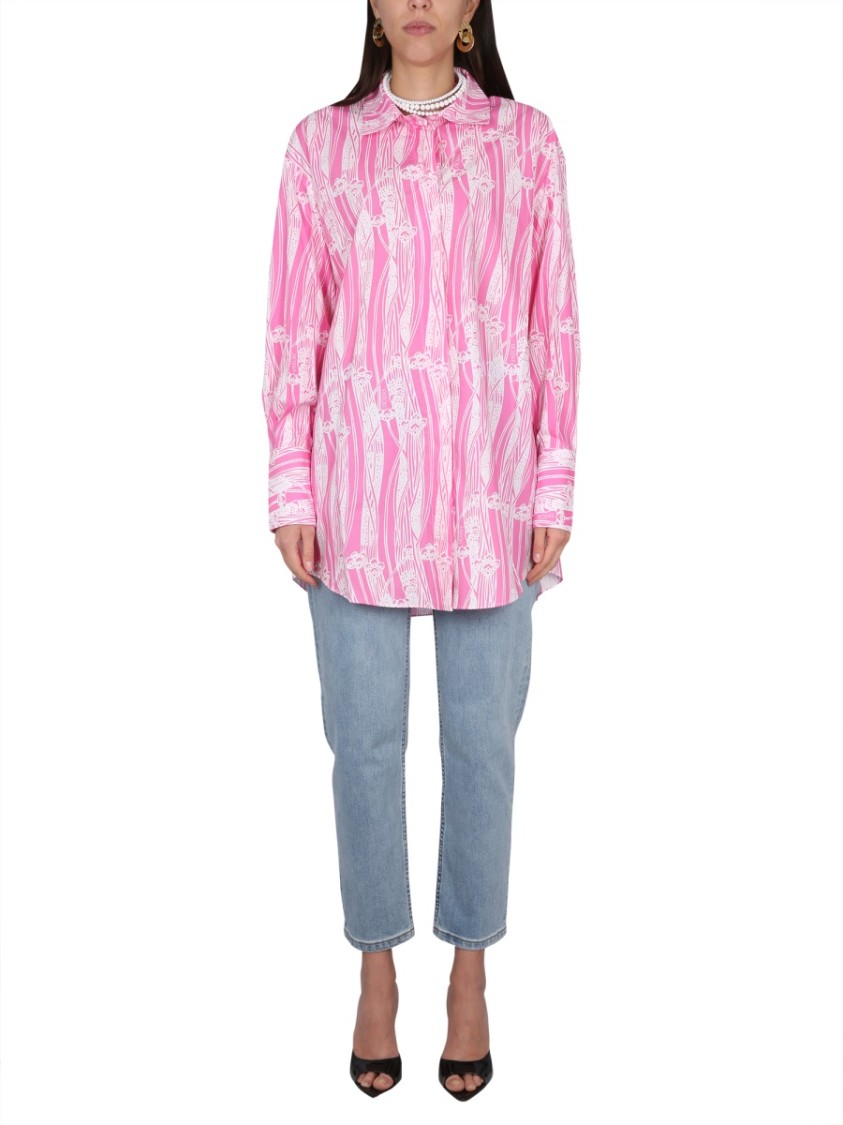 Patou Abstract-print Mini Shirtdress In Pink
