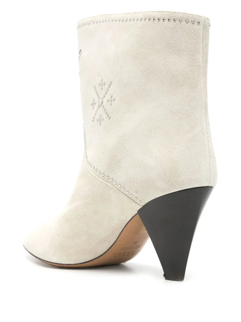 Shop Isabel Marant Ecru 75mm Loline Boots In White