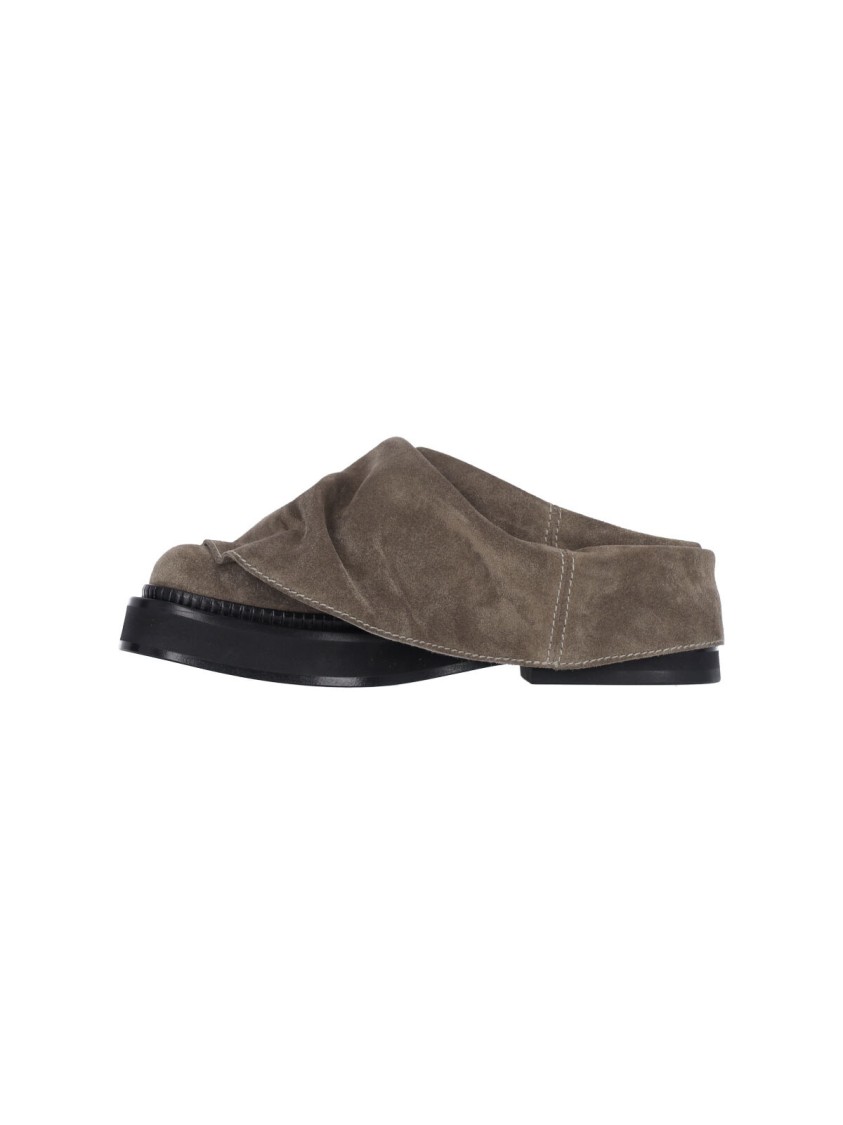 Shop Attico The "mini Robin" Mules – Taupe Suede