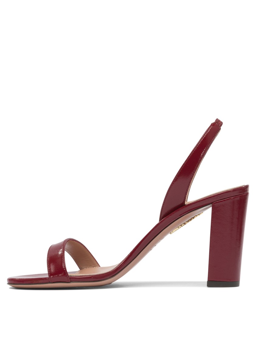 Aquazzura Red Block Sandals With Wide Strap In Burgundy