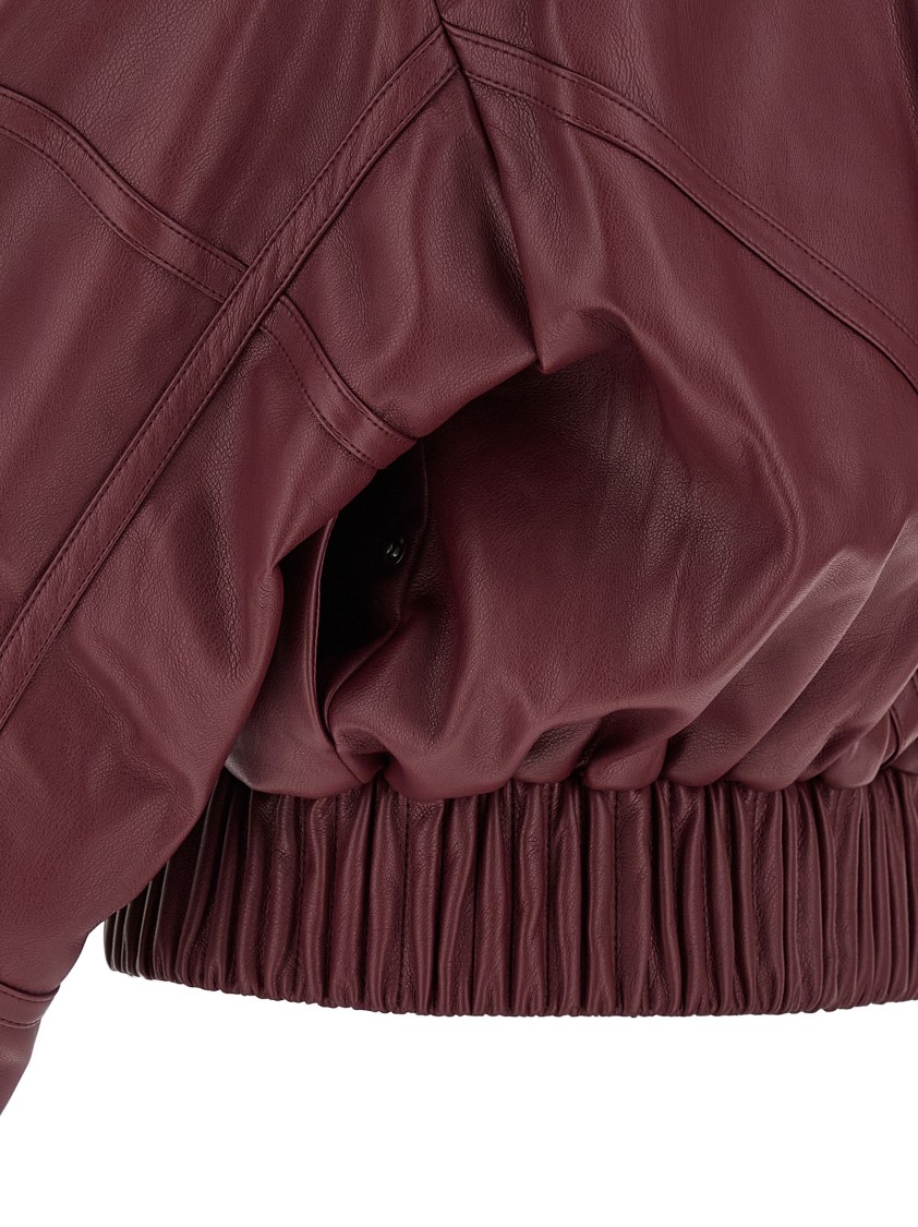 Rotate Birger Christensen Rotate Silk-finish Bomber Jacket With Ribbed Cuffs In Burgundy