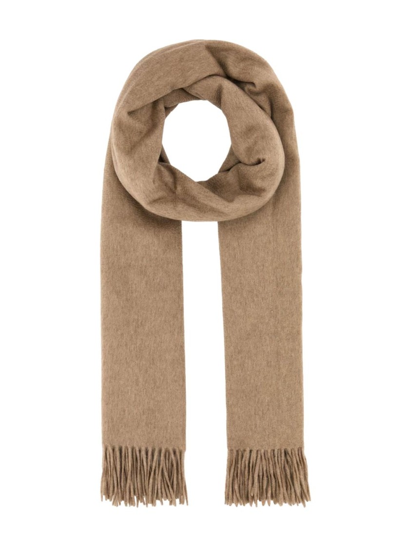 Shop Max Mara Fringed Cashmere Baci Scarf With Embroidered Logo
