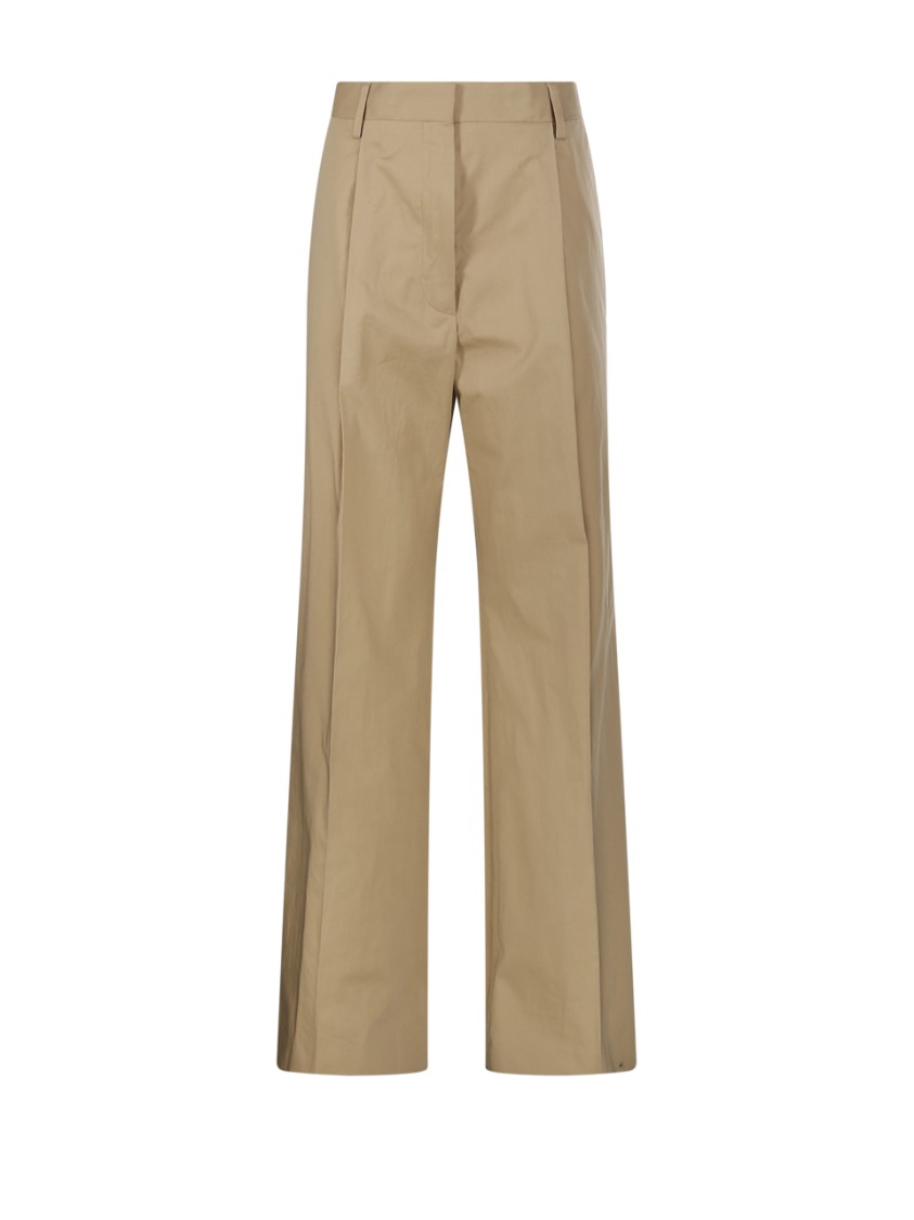 Dries Van Noten Regular Fit Tailored Trouser With Wide Leg In Neutrals