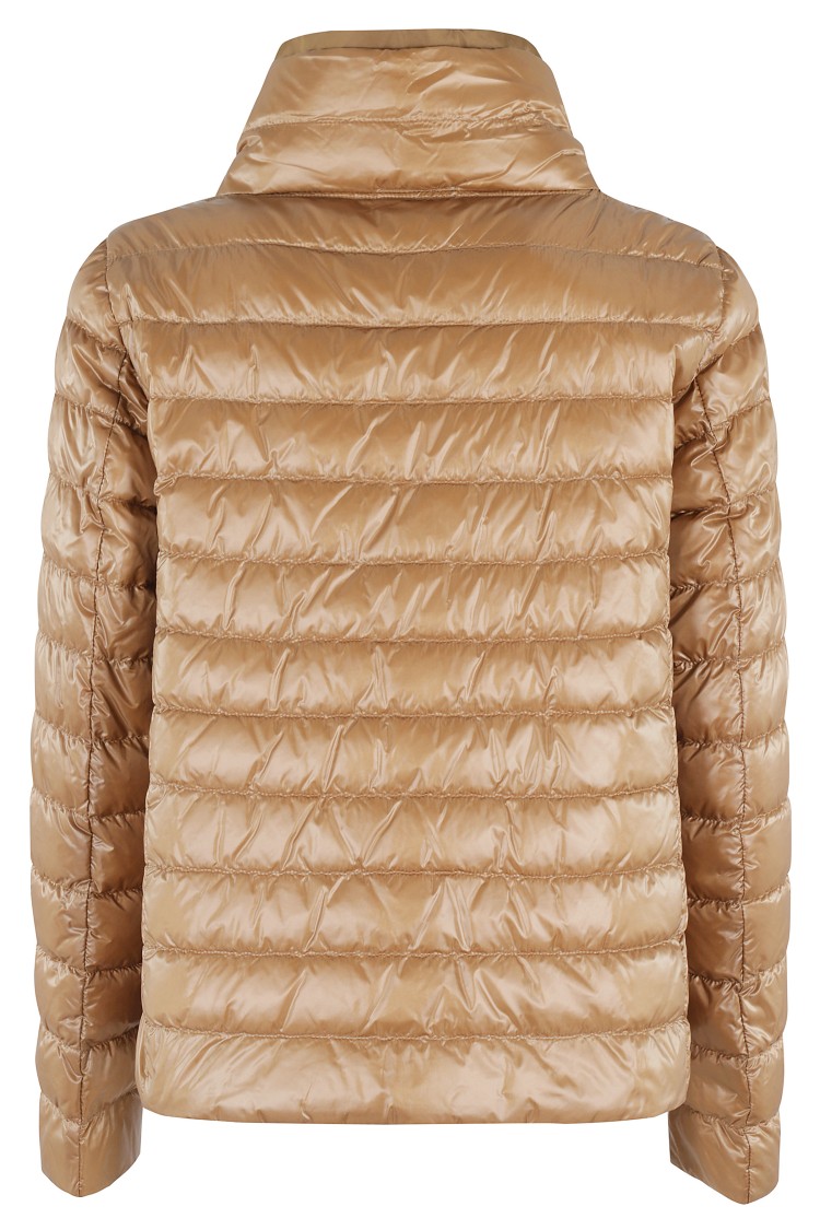 Herno Quilted Camel And Green Puffer Jacket In Neutrals