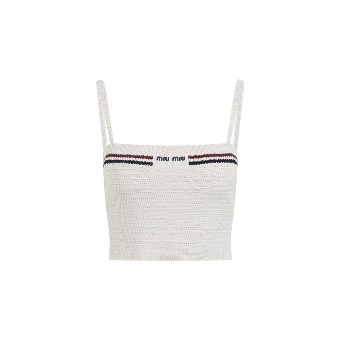 Miu Miu Cropped Textured Knit Top With Contrasting Stripes