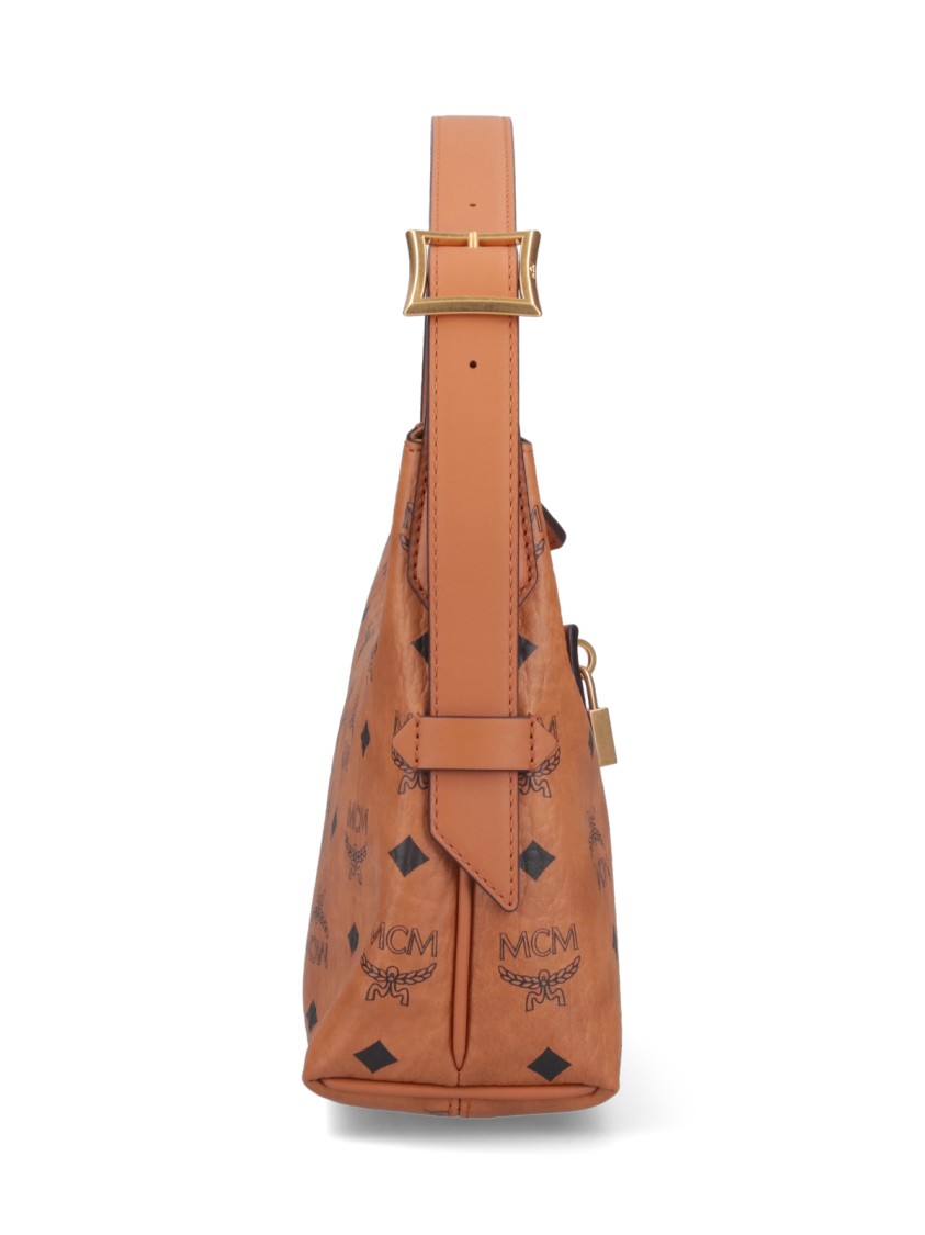 Mcm Arena Hobo Bag With Logo Print In Brown