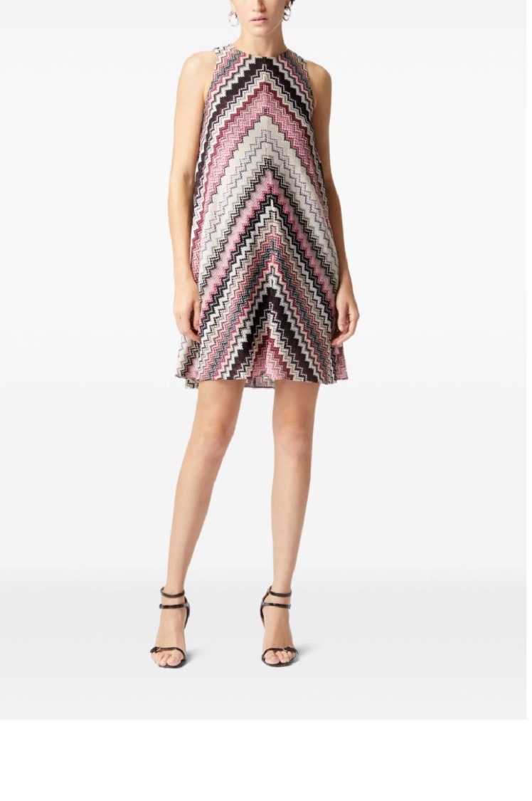Shop Missoni Zigzag Pattern Sleeveless Short Dress In Pink